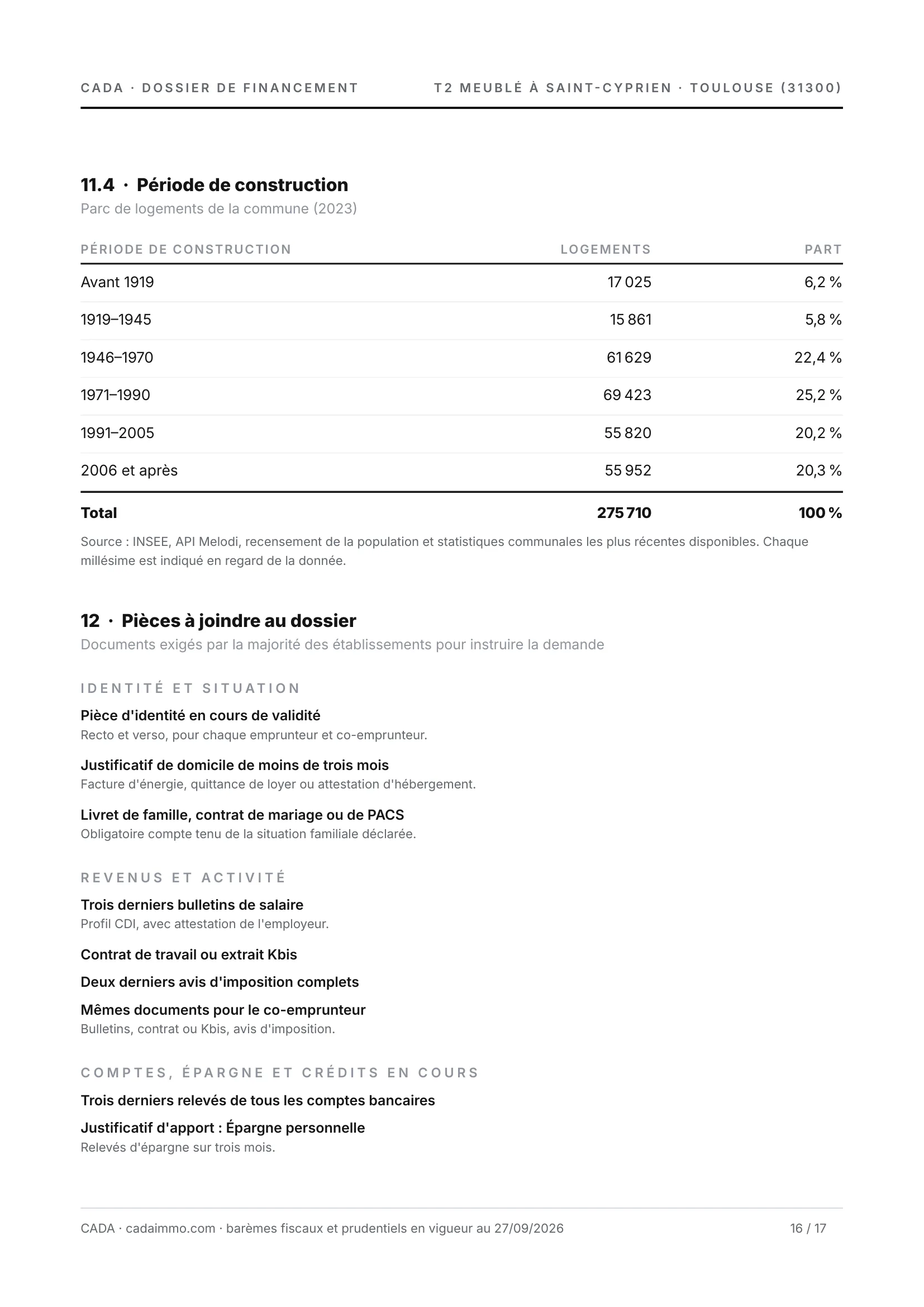 Page 16 du dossier : les pièces à joindre.